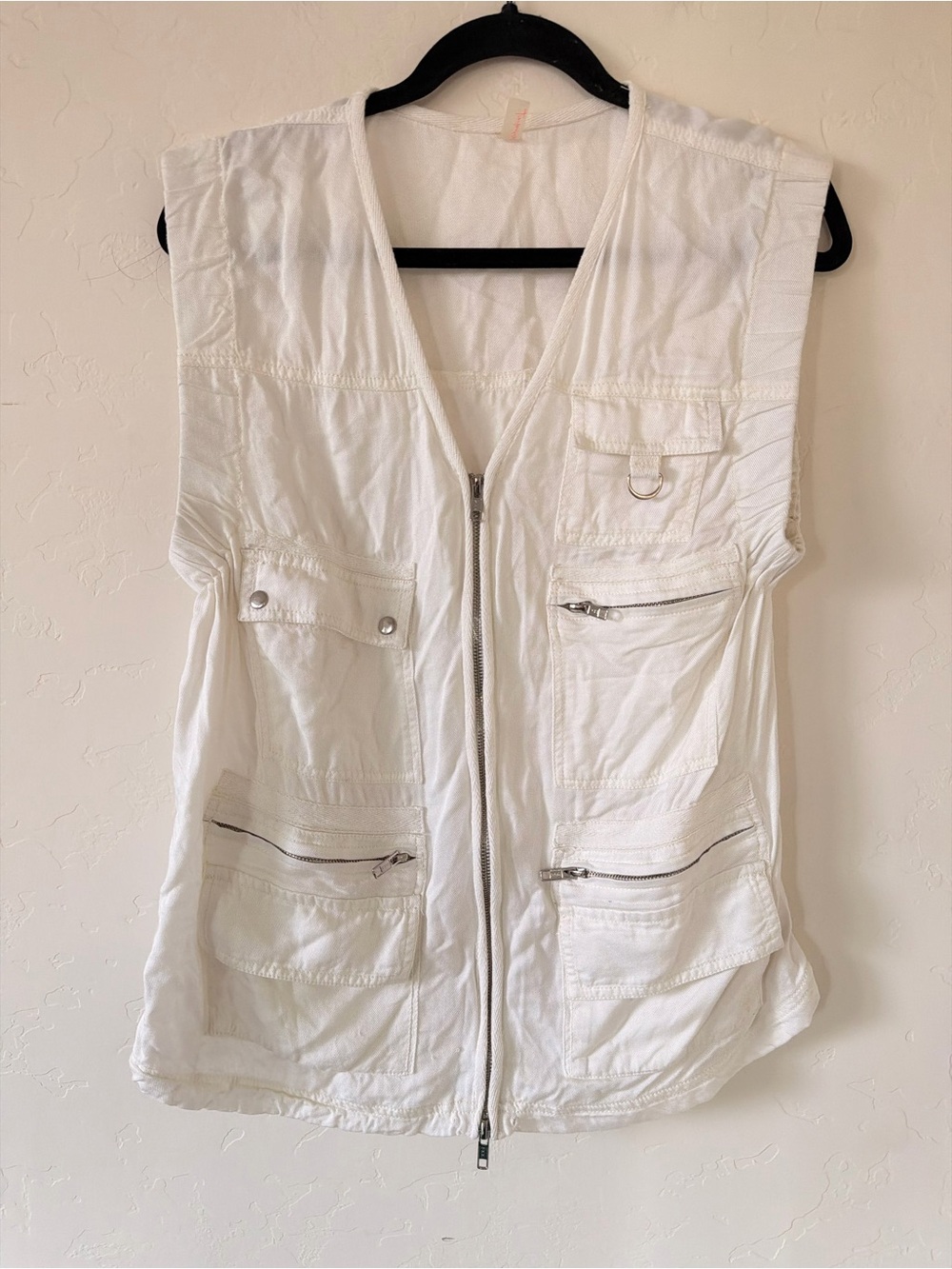 Free People Movement White Utility Zip-Front Vest Size XS